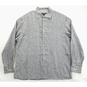 Pronto Uomo Shirt Mens 2XL Gray Linen Long Sleeve Flip Cuff Classic Button-Up